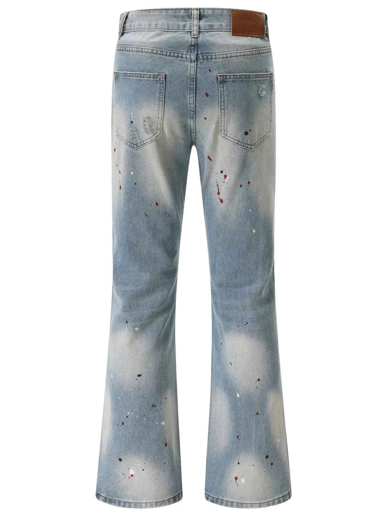 Men's Washed Distressed Bootcut Jeans